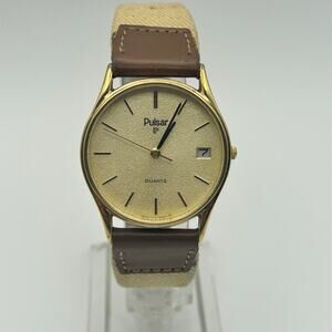 Pulsar Gold Tone Leather Women’s Working New Battery